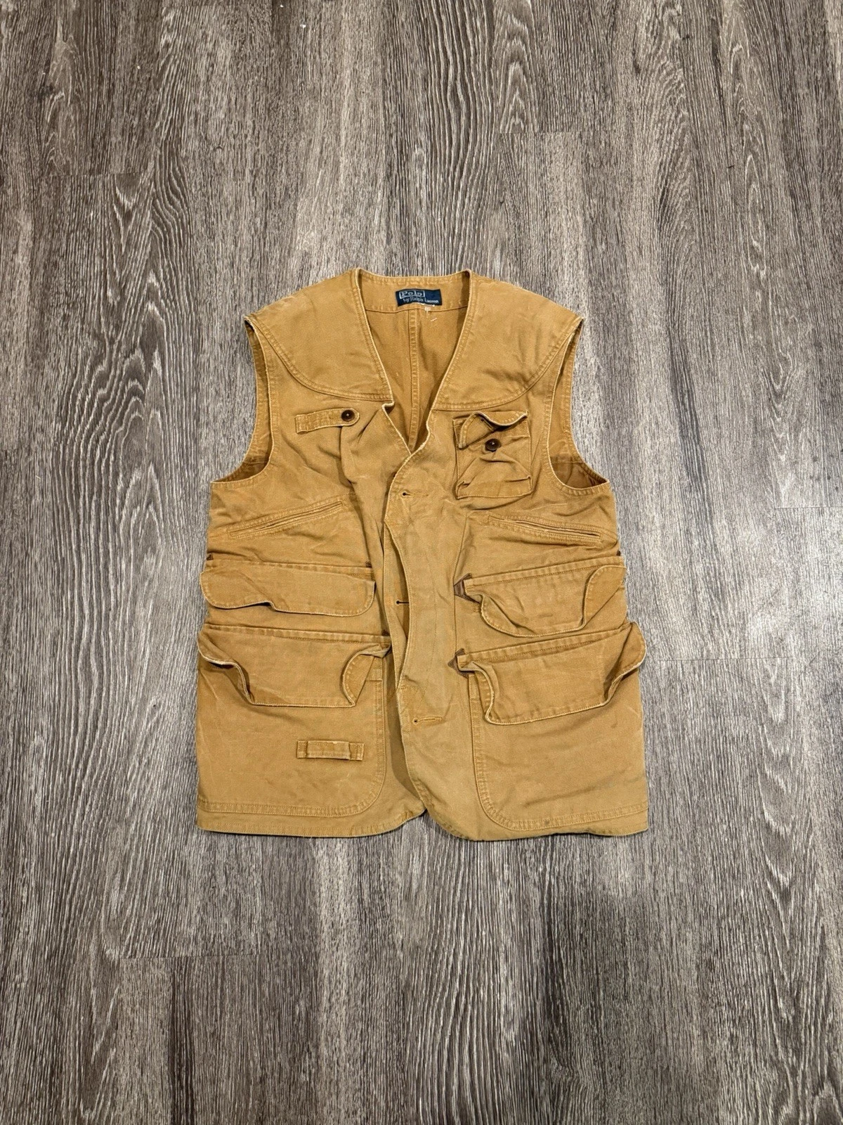 VTG 90s Ralph Lauren Polo Tan Hunting Fishing Vest Size Men Medium Rare