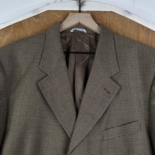 Bachrach Blazer Mens 44R Brown Houndstooth 3 Button Super 110s Wool Sport Jacket