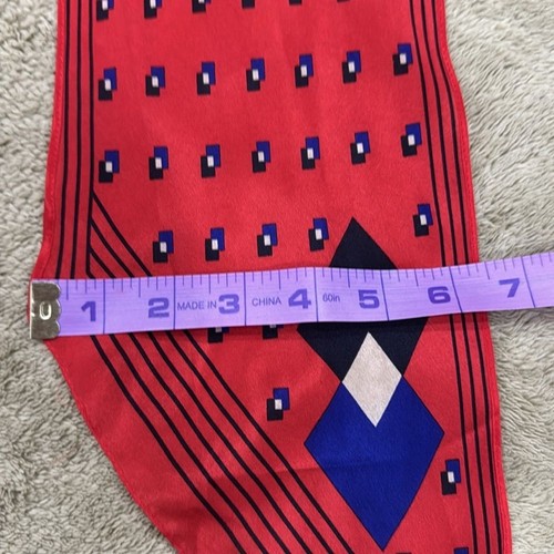 Evan-Picone - Vintage Silk Scarf geometric red blue - Picture 5 of 5