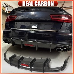 REAL CARBON Rear Bumper Diffuser Lip Spoiler For Audi A6-SLINE S6 C7.5 2016-18
