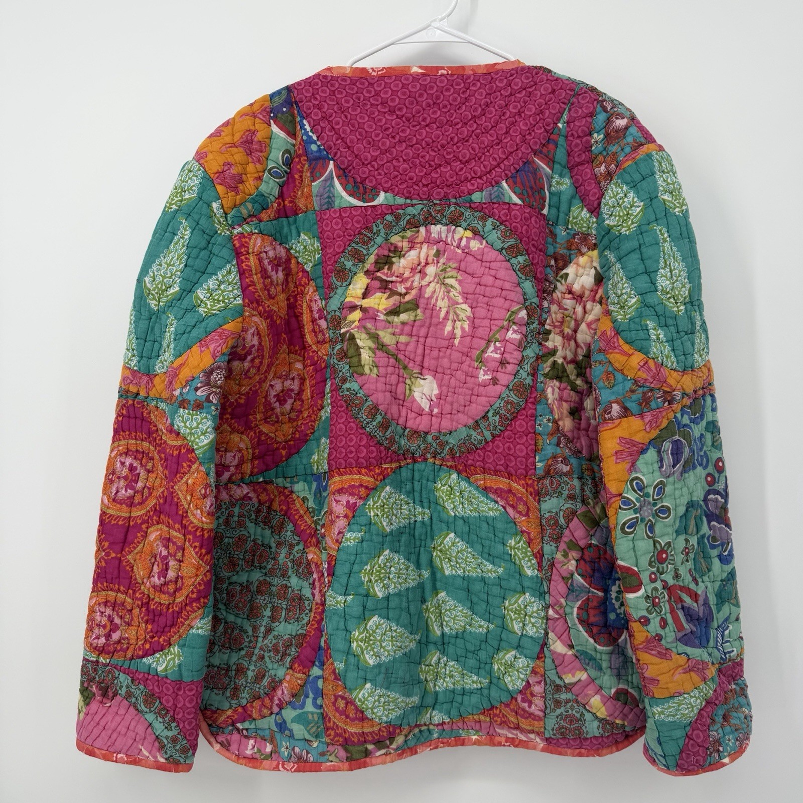 Pink Handmade Quilted Patchwork Jacket Womens Lar… - image 2