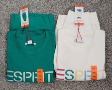 Esprit Women's Vintage White Cream Green Viral 80s 90s Crew Neck Size XXL NWT
