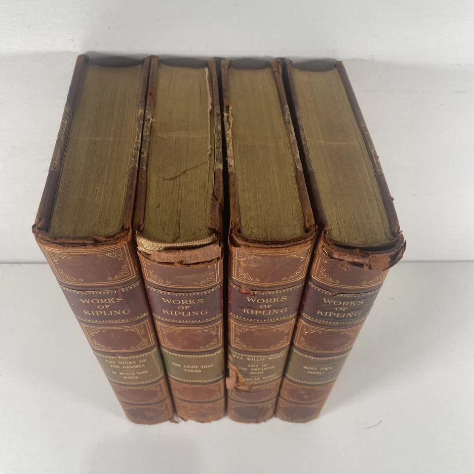 Antique 1909 Kipling's Works Rudyard Kipling Edition De Luxe - Set Of 4 Foto 2 de 4