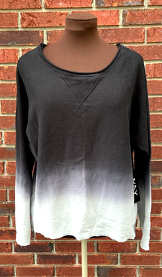 NWT Andrew Mark NY Sweatshirt M-L Ombré Grey/Black Round Neck Long Sleeve Cotton