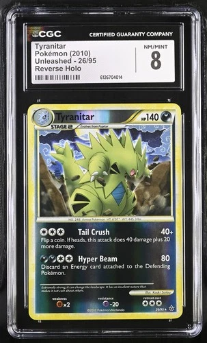 CGC 8 Tyranitar 2010 Unleashed 26/95 Reverse Holo Pokemon Card