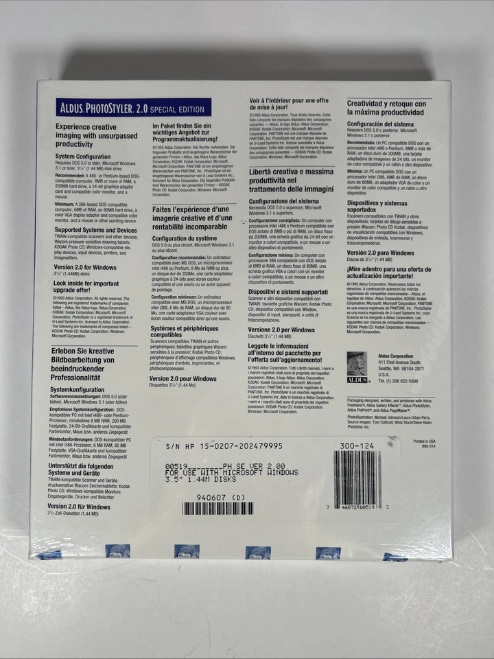Aldus PhotoStyler Special Edition Version 2.0 *NIB* 3.5 floppies - Image 3 of 4