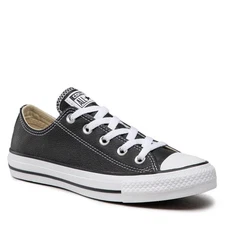 Converse Men's CTAS Leather Low Top, Black, Size 4.5