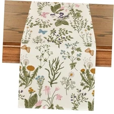  Wildflowers Floral Spring Table Runner, Seasonal 13" x 72", Table Runner Beige