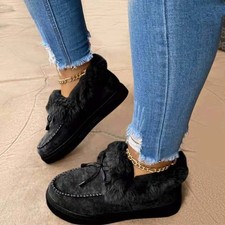 Women Faux Fur Lined Warm Winter Moccasin Ankle Boots Ladies Slippers Shoes Sz