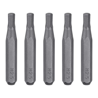 5pcs H2.5 Magnetic Hex Screwdriver Bit 5/32'' Hex Shank 28mm Length S2 Steel