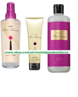 AVON Far Away BODY MIST - CREMA PARA EL CUERPO MAS SHAMPOO SET DE 3 PIEZAS