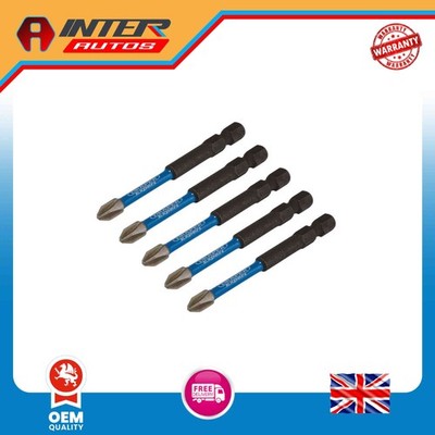 Draper Expert Cross Slot-PH Type Impact Screwdriver Bits, No.2 x 75mm, 1-4'' Hex 
