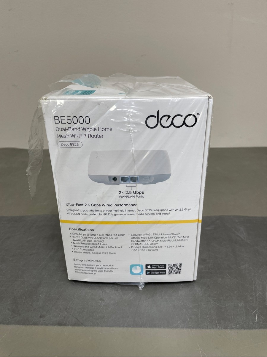 TP-Link Deco BE25 Wi-Fi 7 IEEE 802.11 a/b/g/n/ac/ax/be Ethernet