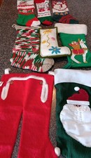 Vintage Mixed Lot Of 9 Christmas Holiday Stockings Knit,felt,stuffed