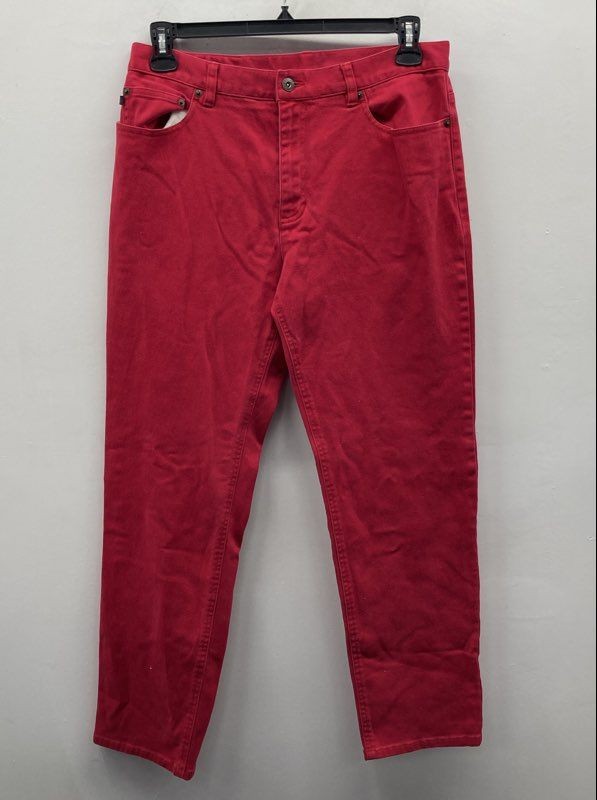 Vintage Y2K Lauren Ralph Lauren Women's Red Cotton Stretch Straight Jeans Sz 12