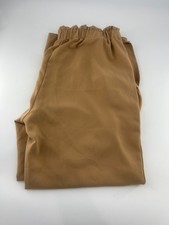 Womens Dress Pants Tan XL Work Business Elastic Tie Waist Baggy Straight Leg
