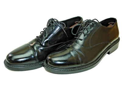 Men's 9.5 M BOSTONIAN Strada Black Leather Cap Toe Oxford, Dress