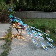 Outdoor Solar Light Vivid Peacock Sculpture Light Garden Decoration Light For Co