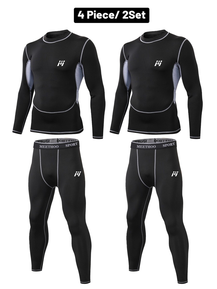 Conjunto de 4 calzoncillos térmicos para hombre parte superior parte inferior conjunto ropa interior capa base