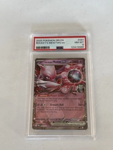 Team Rocket’s Mewtwo ex 081/182 Destined Rivals PSA 8