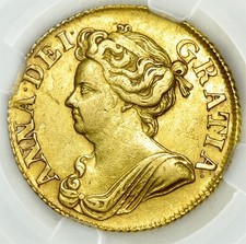 EXCELLENT QUEEN ANNE 1710 GOLD GUINEA MS60...