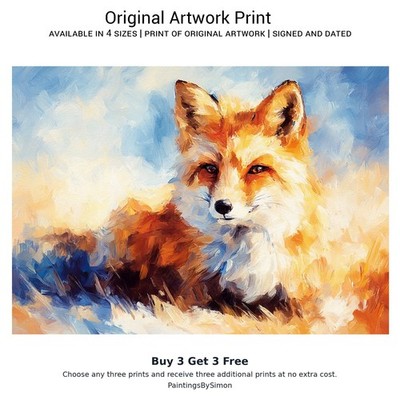 Rotfuchs | 5''x7'' Druck auf mattem Papier | Wildtiere Tier Wandkunst