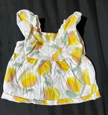 Carter's Newborn 0M White Yellow Green Fruit Print Sundress Ruffle Sleeveless