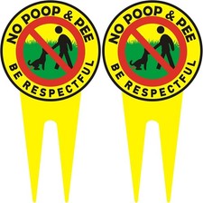 Dog No Poop Signs for Yard  2 Pieces BE RESPECTFUL  24 x 36 inch, Yellow