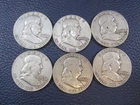1958 D Franklin Half Dollar 90% Silver - Lot Of 6 Condition Varies a