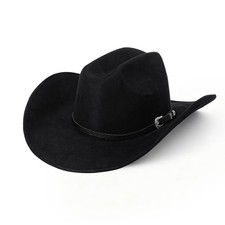 Western Cowboy Hat for Men  Women - Wide Brim Fedora Hat with Belt Buckle - ...