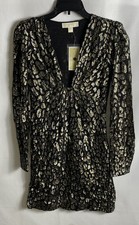 Michael Michael Kors Women's Metallic Leopard Clip Jacquard Mini Dress Sz 0 NWT