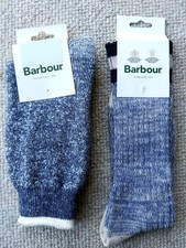 Image of 2 Pairs BARBOUR 6-8 , 39-42 Navy Blue CUSHIONED & NON CUSHIONED BOOT SOCKS shf16