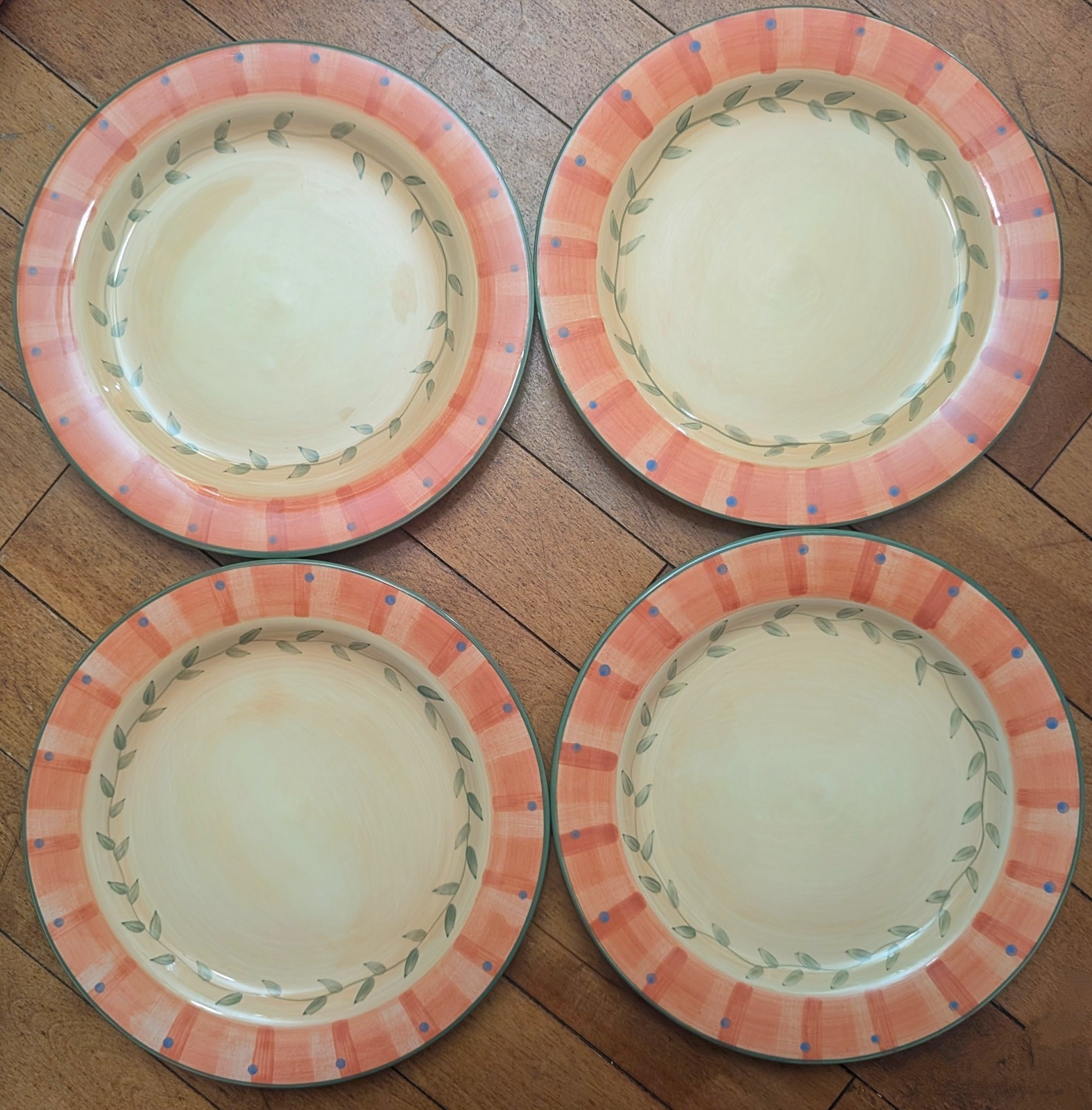 PFALTZGRAFF NAPOLI Dinner Plates 11-3/4&rdquo; Hand Painted Stoneware Set of 4 Dishes
