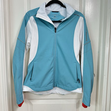 Brooks Women's Shelter Technology Running Jacket Light Blue White Full Zip Sz M