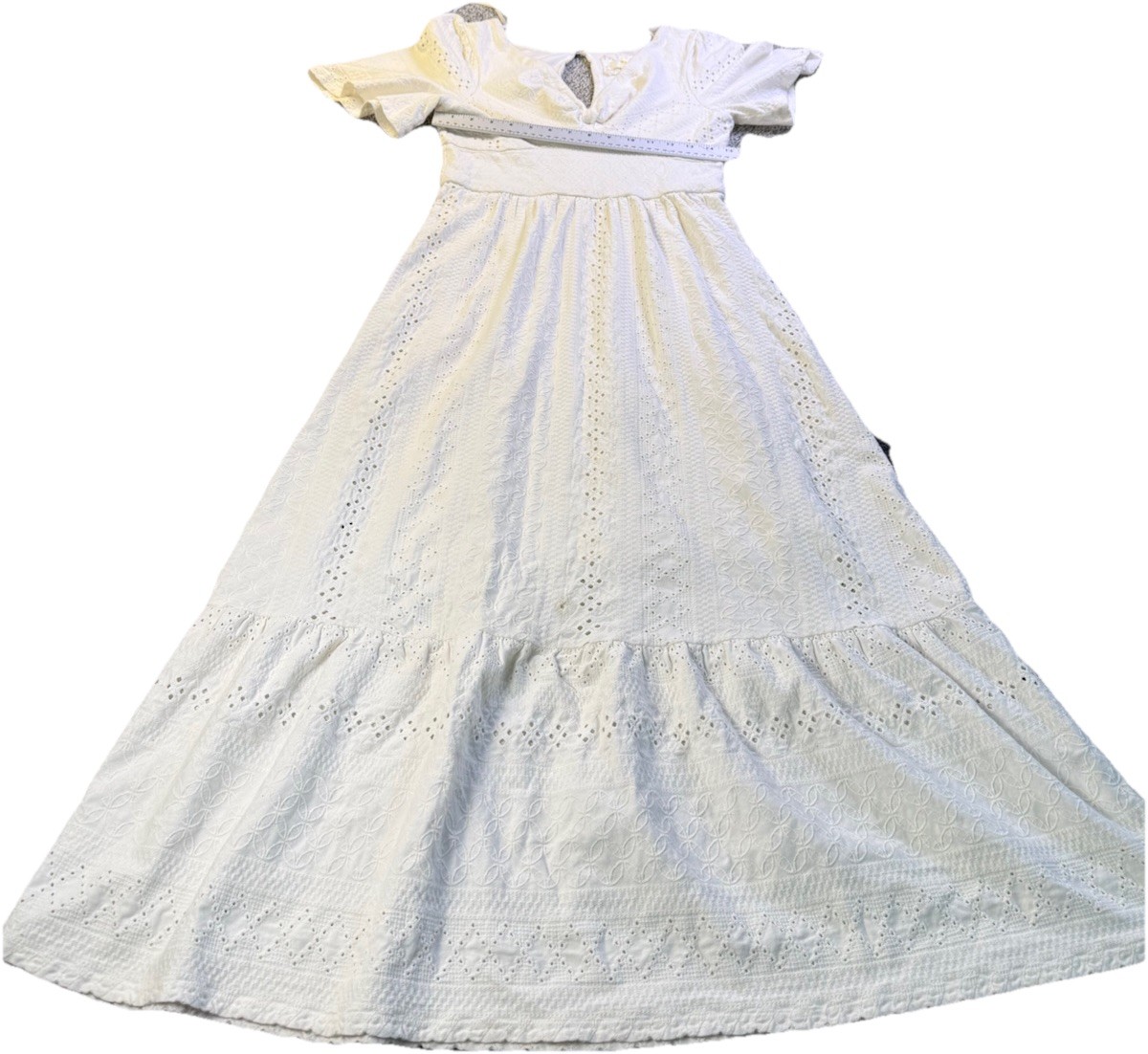 Anthropologie Dress Womens Small White Lace Maxi Boho Embroidered Tiered  *read* | eBay