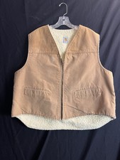 Vintage Carhartt Duck Vest Sherpa Lined USA 6SVT Mens 2XL XXL Brown Duck Fishing