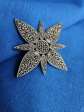 John Hardy Hair Clip Barrette Starburst Ornate Abstract Flower Scarf Clip 2" VTG