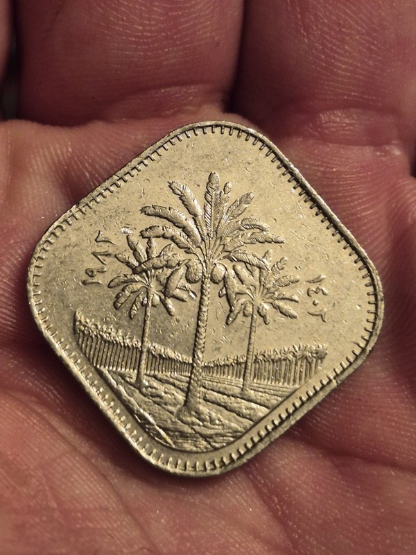 Iraq 500 fils Falsan Error Palm Trees nickel coin 1982
