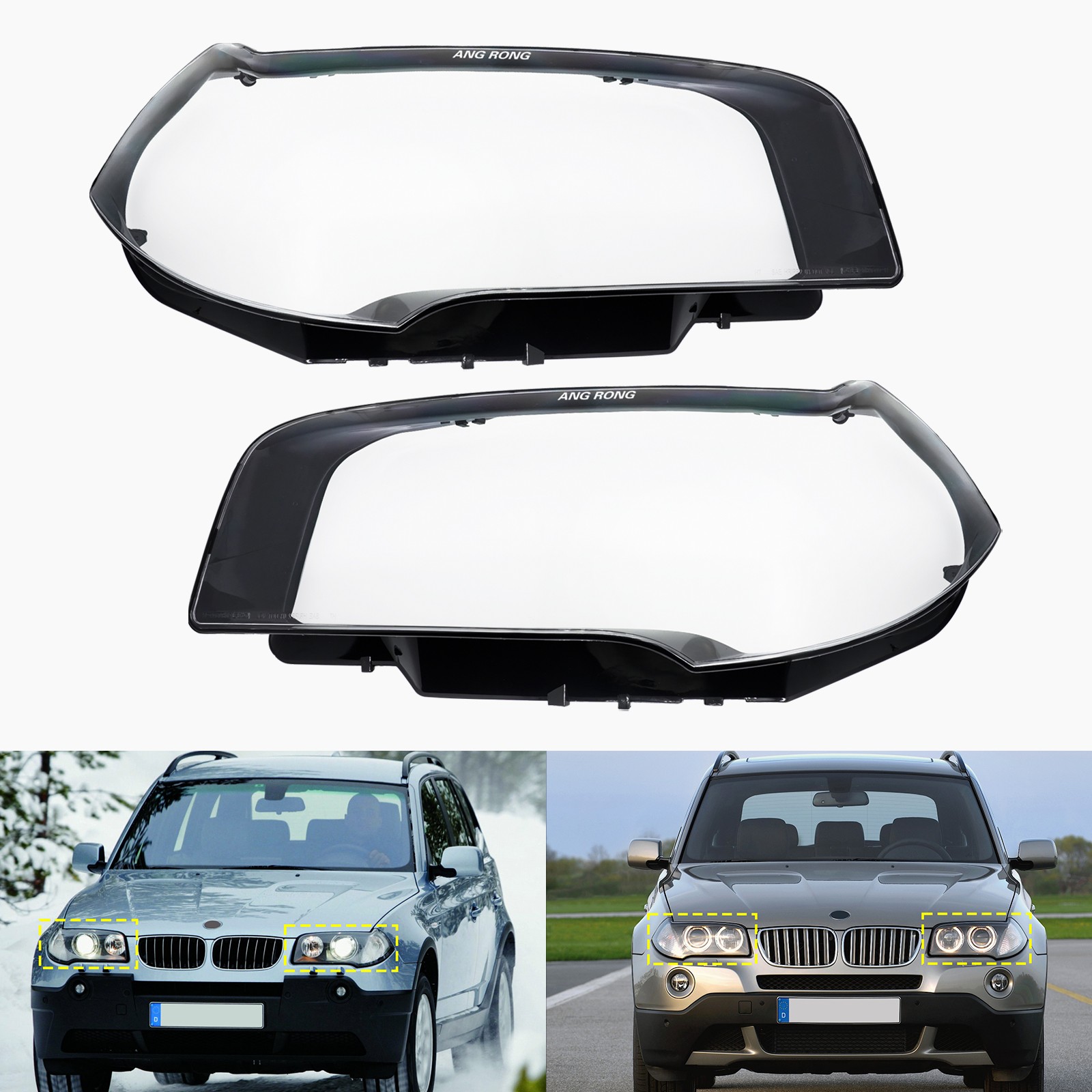 Clear Lens Front Headlight Replacement Cover For BMW X3 E83 2004-10 63127162201