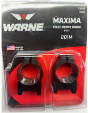 Warne Maxima Steel Fixed Ring 1" Medium Matte Scope Rings 201M - NEW