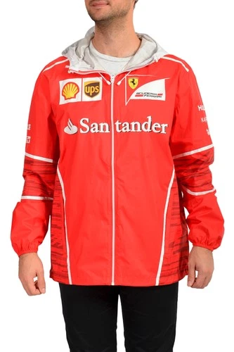 Scuderia Ferrari X Puma Men's Team Jacket Red Full Zip Hooded Windbreaker Jacket - product listing photo