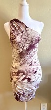 🟣 GUESS LOS ANGELES ONE SHOULDER RUCHED BODYCON PURPLE DRESS - SIZE MEDIUM 🟣