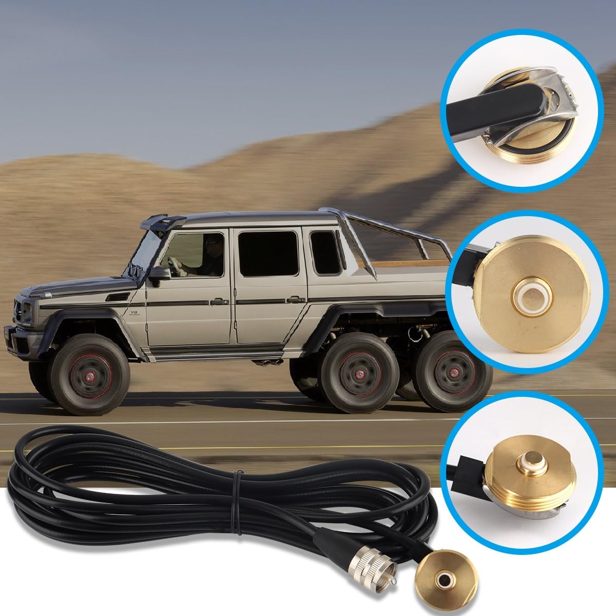 NMO Antenna Mount 3/8" with RG58 Coax Cable 13FT 4m PL259 Male ConnectorDust ...