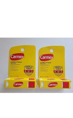 2X Carmex Classic Lip Balm Medicated Triple Force Formula SPF 15 New 0.15 oz Eac