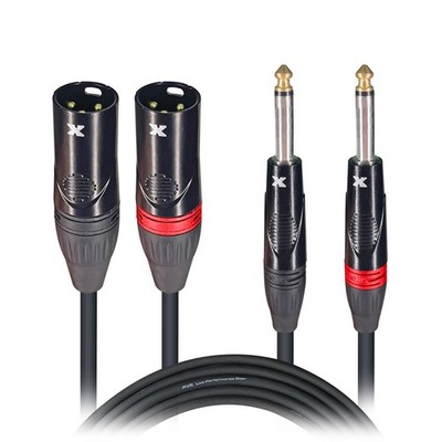 Pro X 5' Ft. High Performance Dual 1/4  TS Male to Dual XLR M Unbalanced Cable