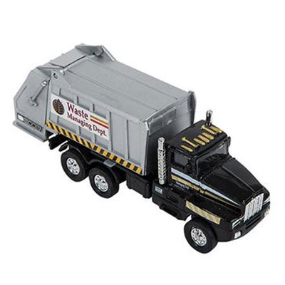 #ad Pull Back Die Cast Metal Vehicle SANITATION GARBAGE TRUCK Black 5 inch $12.89