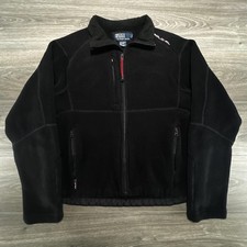 Vintage 90s Polo Ralph Lauren Fleece Jacket Mens Large Black Zip Tech Gorp RARE
