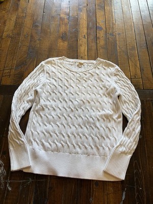 Barbour Women Chunky Cable Knit Size 8 Off White Cream Cottage Prep