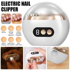 Safety Electric Automatic Nail Clippers Toe Thick Nails Cutter Pedicure White UK
