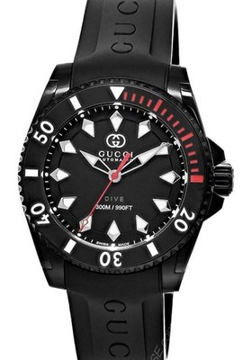 Gucci Dive Automatic Quartz 40mm Matte Black Men's Watch YA136361
